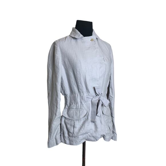 Talbots silver gray linen belted jacket size 4 - Picture 12 of 12